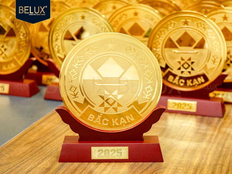 Lô 100 Biểu trưng Bắc Kạn cao 25cm bằng đồng mạ vàng 24k thiết kế theo yêu cầu